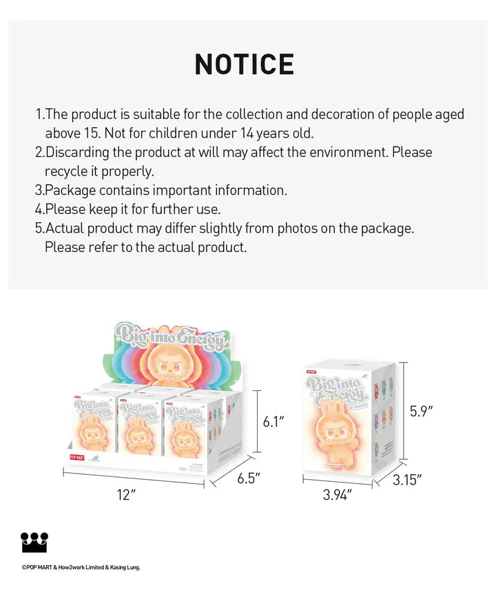 Pop Mart Labubu The Monsters Big Into Energy Series Vinyl Face Blind Box