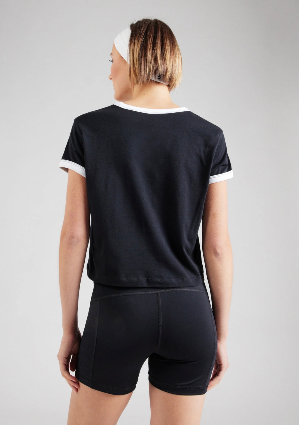 Tricou Nike Sportswear Cropped Ringer Run “Black/White” IF4072-010