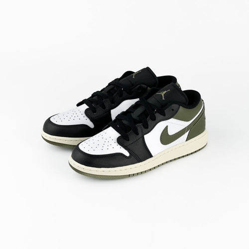 Air Jordan 1 Low Black Toe Medium Olive (GS) 553560-092