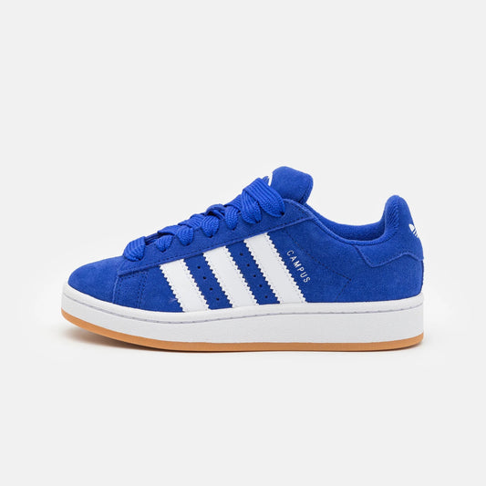Pantofi Adidas Campus 00s Semi Lucid Blue albastru cu dungi albe și talpă albă contrastantă