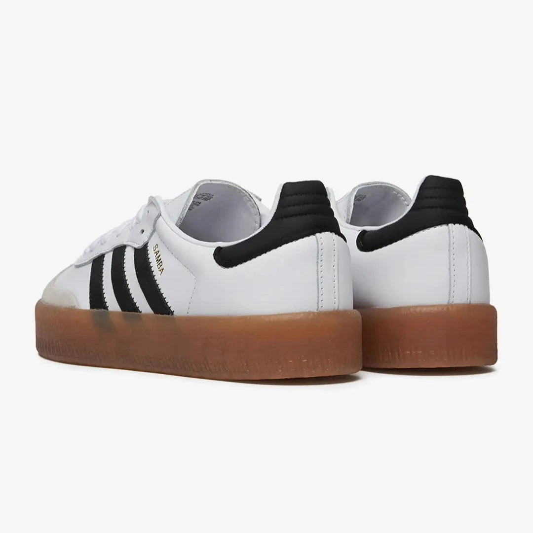 Pantofi Adidas SambaE OG White Black cu talpă maro și design clasic DodResell