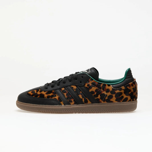 Pantofi Adidas Samba OG Black Green Leopard cu imprimeu leopard și detalii verzi cusute DodResell