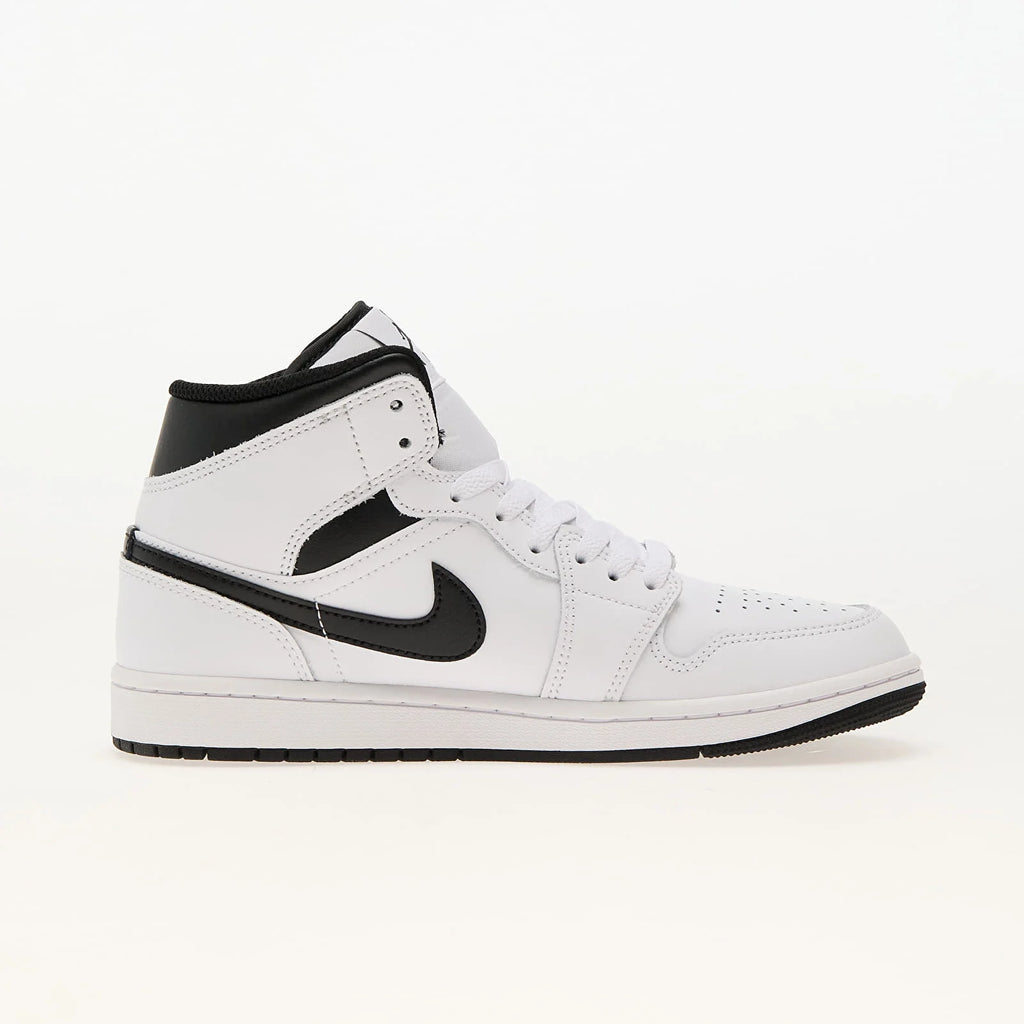 Air Jordan 1 Mid White Black pantofi sport bărbați cu design clasic și logo Nike pe lateral