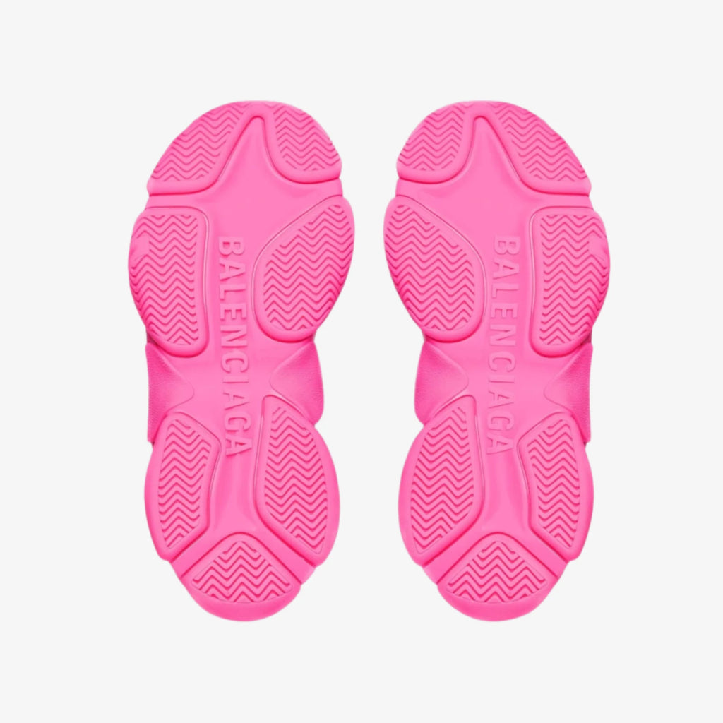 Talpa roz neon a pantofilor Balenciaga x Adidas Triple S Neon Pink cu design antiderapant