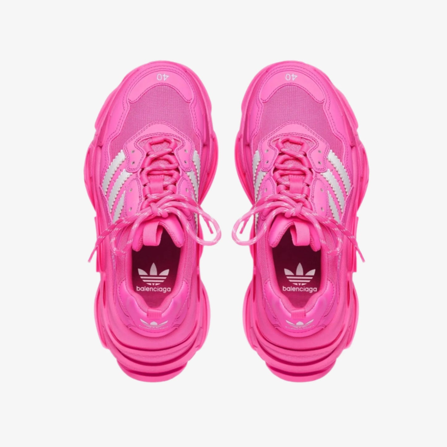 Pantofi sport Balenciaga x Adidas Triple S Neon Pink în culoare roz neon, design unisex și șireturi