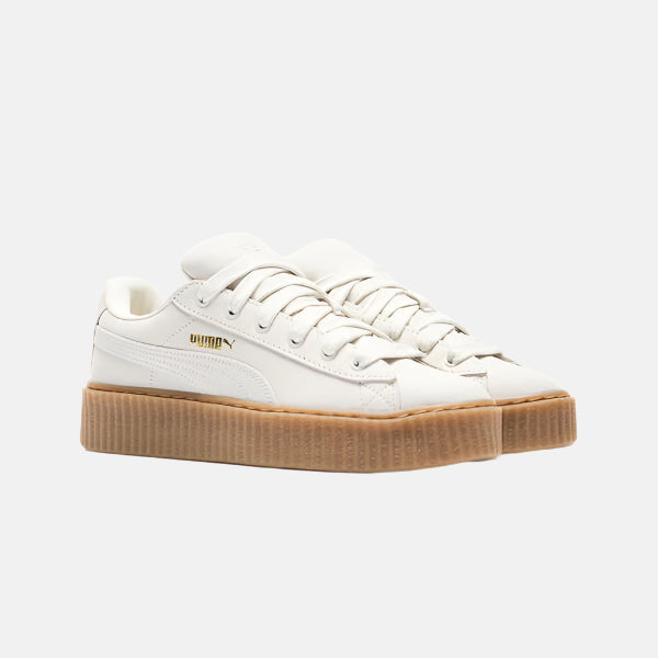Pantofi Puma x Fenty Creeper Phatty Nubuck Warm White Gold Gum cu talpă groasă maro