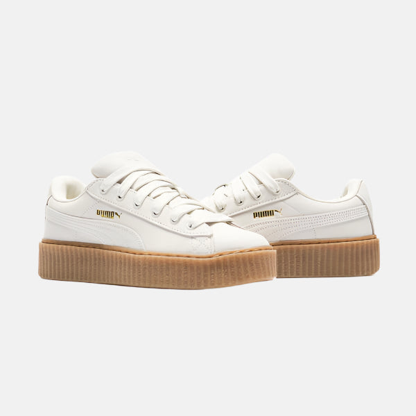 Pantofi Puma x Fenty Creeper Phatty Nubuck Warm White Gold Gum cu talpă groasă și design stilat