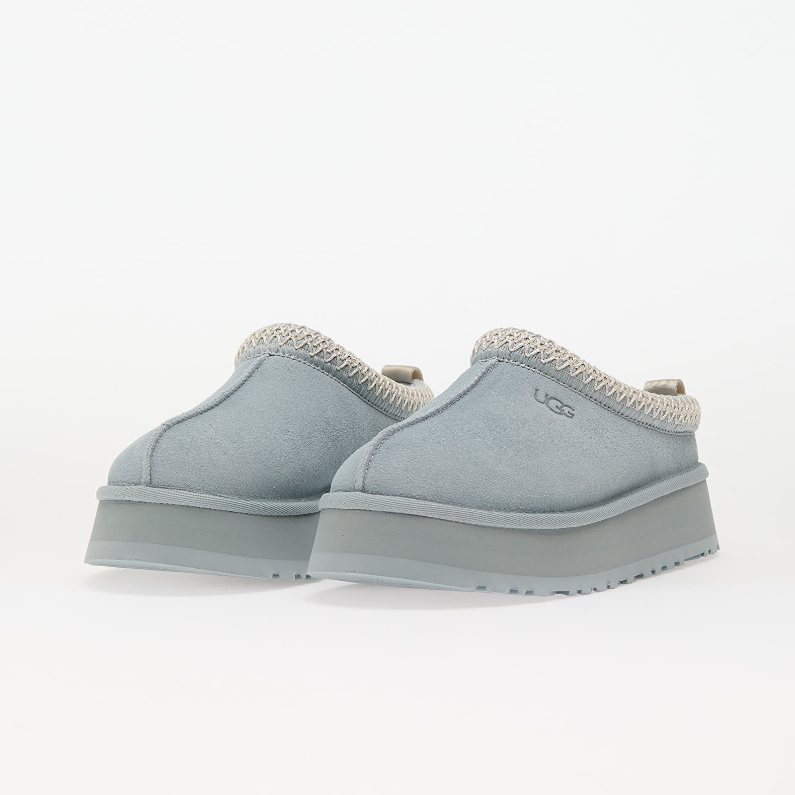 Papuci UGG Tazz Sea Foam gri deschis cu talpă groasă pentru confort și stil casual