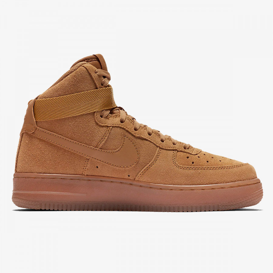 Adidasi Nike Air Force 1 High LV8 Brown Suede din piele intoarsa maro cu talpa groasa si bareta de fixare