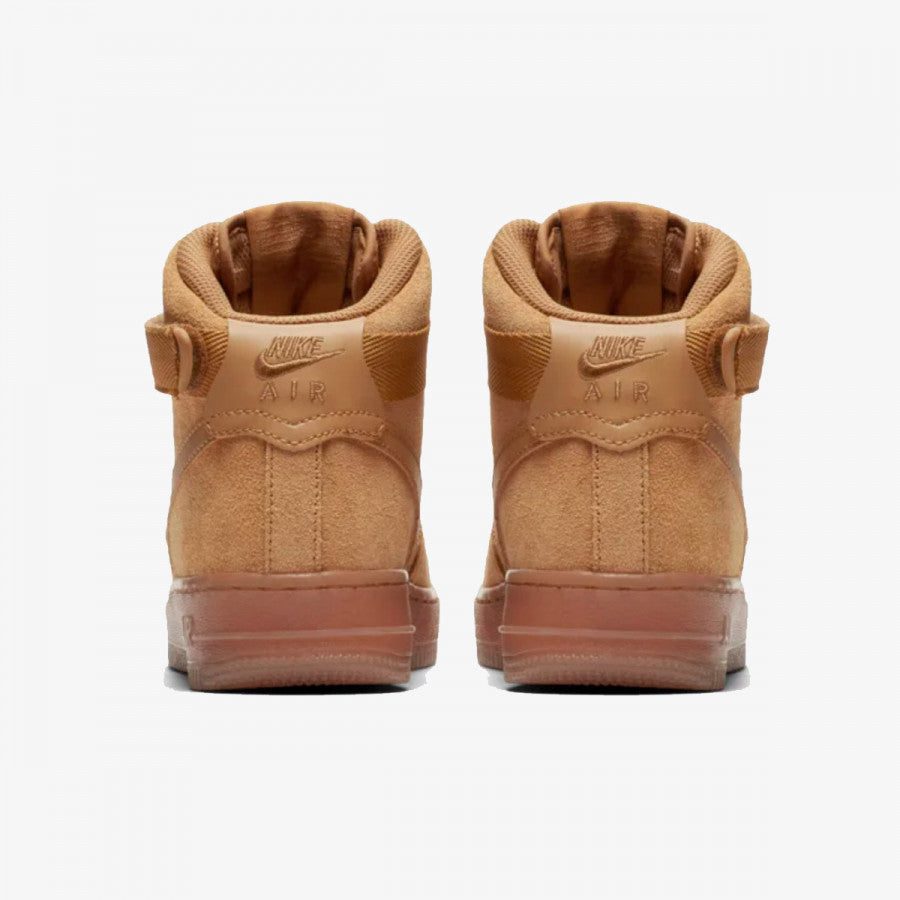 Pantofi Nike Air Force 1 High LV8 Brown Suede cu detalii din piele intoarsa maro, văzuți din spate
