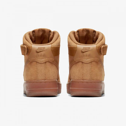 Pantofi Nike Air Force 1 High LV8 Brown Suede cu detalii din piele intoarsa maro, văzuți din spate