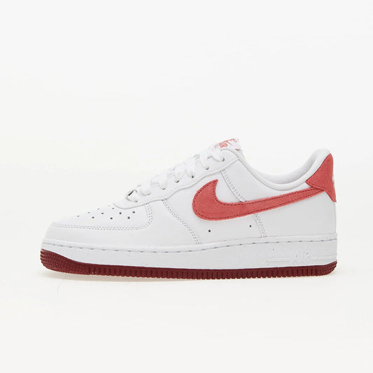 Pantofi sport Nike Air Force 1 Low White/Dragon Red albi cu detalii rosii si talpa rezistenta